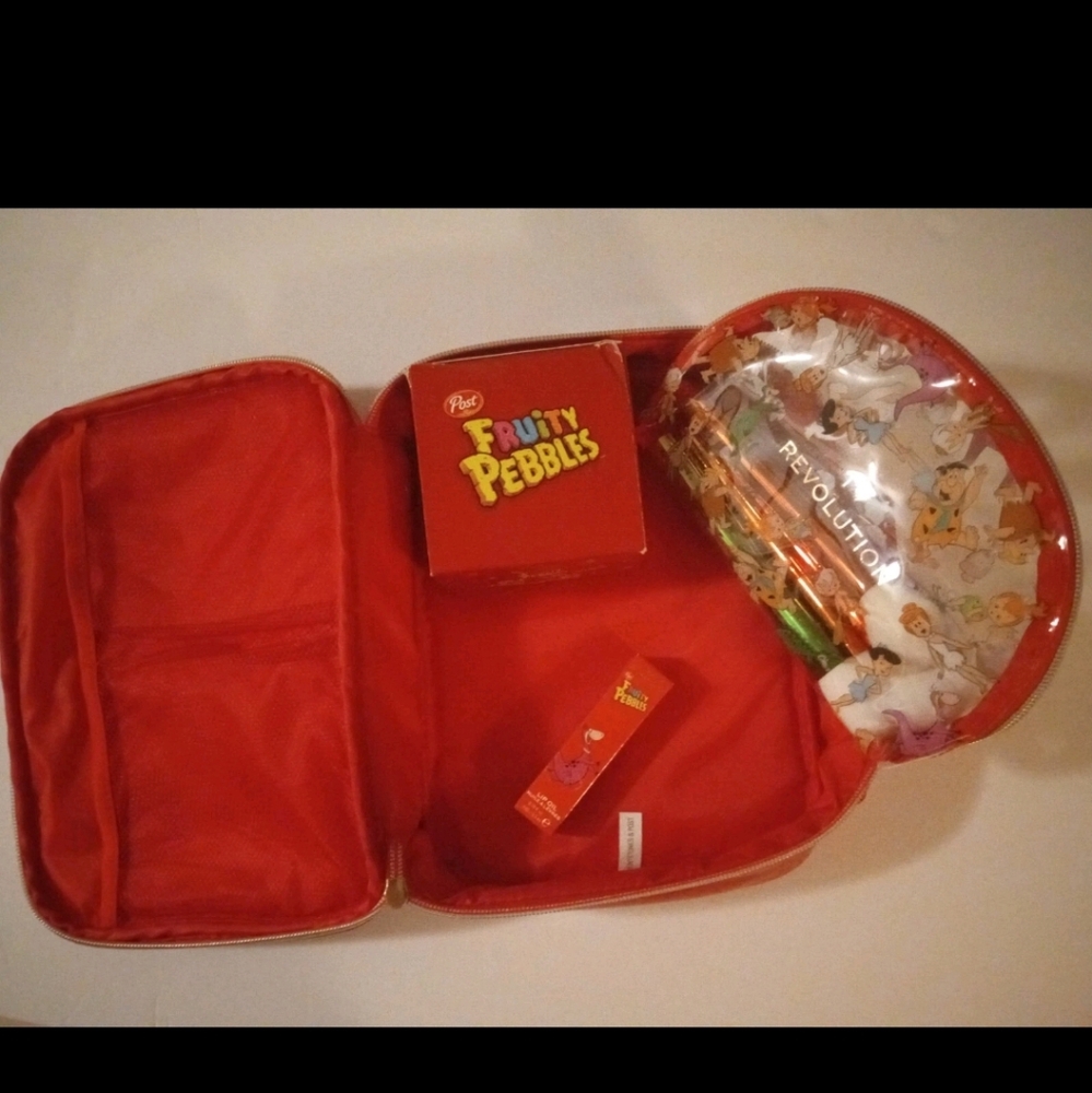 I Heart Revolution 10 Piece FRUITY PEBBLES  Makeup Bag Cosmetic Case Set Kit NEW